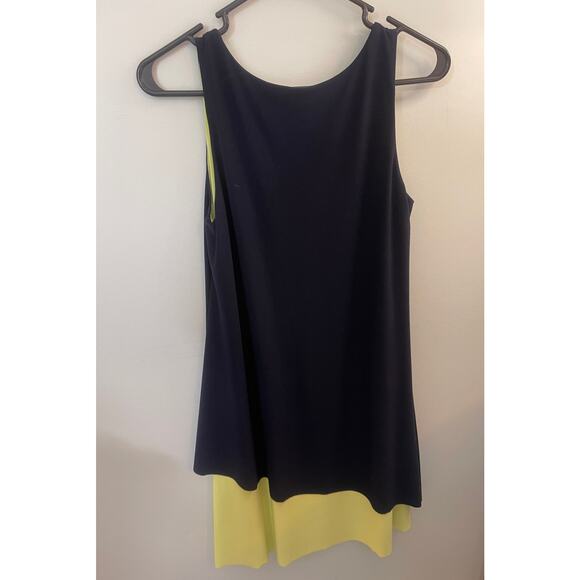 Joseph Ribkoff Asymmetrical Flowy Swing Dress Navy Blue Green - Size Women's 8 - Picture 2 of 10